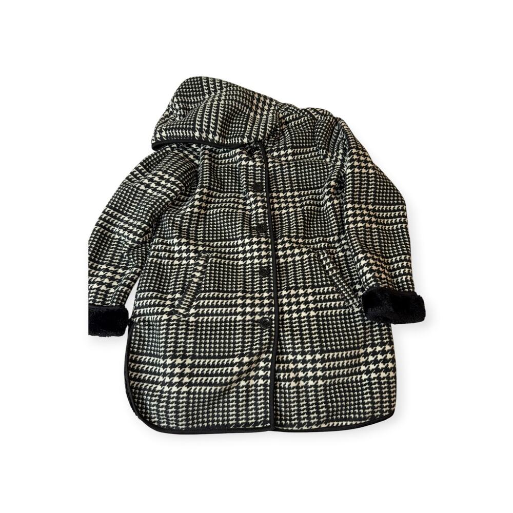 Ike Behar Women's Large Black/White Plaid Hooded Jacket